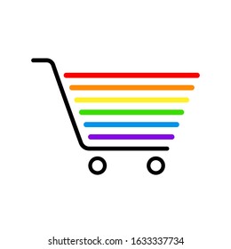 Shopping cart. Rainbow icon. Vector illustration.