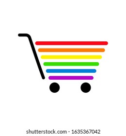 Shopping cart. Rainbow icon. Vector illustration.