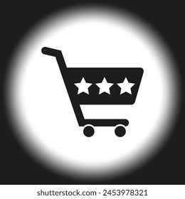 Shopping cart rating icon. Customer review concept. Quality service symbol. High satisfaction representation. Vector illustration. EPS 10.