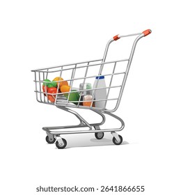 shopping cart realistic vector white background