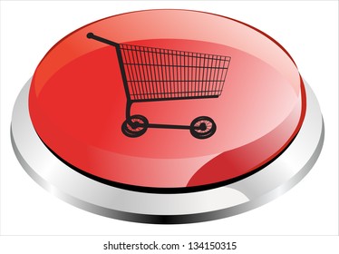 shopping cart red circle web glossy icon