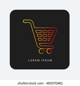 Shopping Cart Red & Orange gradient attractive line thin icon / logo design