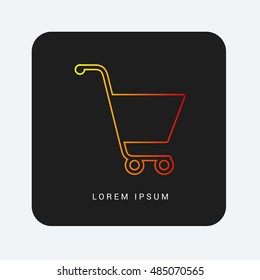 Shopping Cart Red & Orange gradient attractive line thin icon / logo design