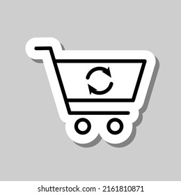 Shopping cart, refresh, loading simple icon vector. Flat design. Sticker with shadow on gray background.ai