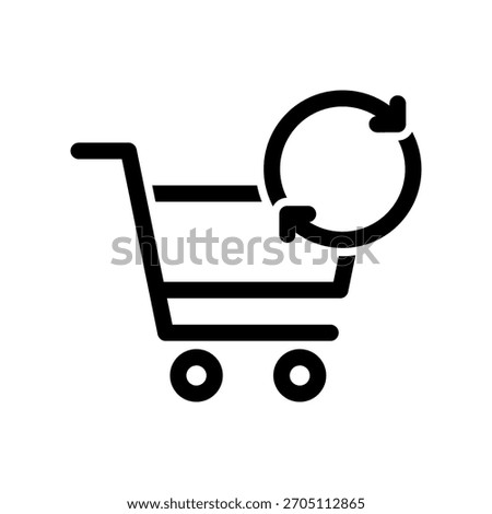 Shopping cart with refresh symbol
