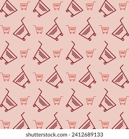 Carro de compra repetición de patrón rojo abstracto hermosa ilustración vectorial fondo