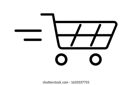 Shopping cart rides. Flat icon vector illustration.