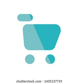 Shopping cart in rounded marketplace Icon in green color for bottom menu in application