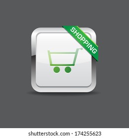 Shopping Cart Rounded Square Vector Button Icon