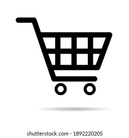 Shopping cart sale icon, market story shop vector illustration symbol with shadow isolated background .