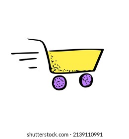 Shopping cart sales sketch vector illustration. Hand drawn icon
