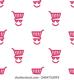 Shopping cart seamless background. E-commerce or online shop pattern.