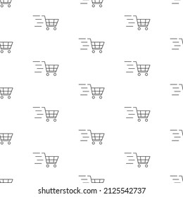 shopping cart seamless pattern isolated on white background.