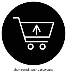 Shopping cart, sell simple icon vector. Flat design. White icon on black circle. White background.ai