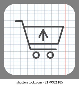 Shopping cart, sell simple icon vector. Flat design. On graph paper. Grey background.ai