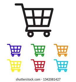 shopping cart set. color icon. vector eps10