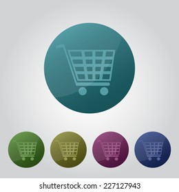 shopping cart set of color vector web buttons