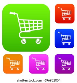 Shopping cart set icon in different colors isolated vector illustration. Premium collection