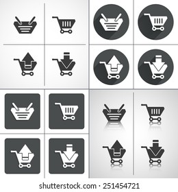 Shopping cart set icons. Set elements for design. Vector illustration