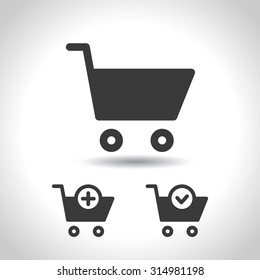 shopping cart set icons. vector