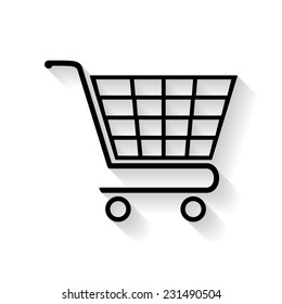 Shopping cart with shadow. Vector.