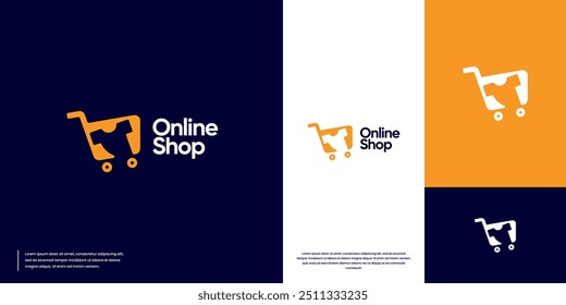 shopping cart and shirt , smart shopping , digital online , logo vector template.