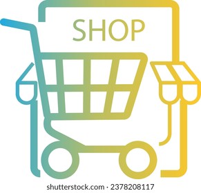 shopping cart and shop icon on gradient style