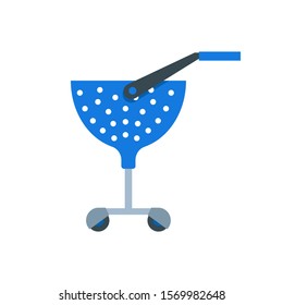 Shopping cart or shop supermarket trolley baskets vector flat isolated icon.
