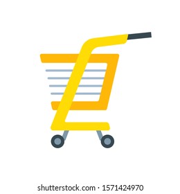 Shopping cart or shop supermarket trolley baskets vector flat isolated icon.