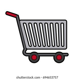 shopping cart of side view empty supermarket e commerce