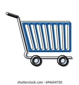 shopping cart of side view empty supermarket e commerce