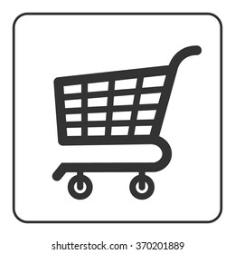 Shopping Cart Sign. Gray icon, isolated on white background. Allowing signal. Trolley allowed button. Symbol of buy, retail, sale, store and business. Flat design element. Stock Vector illustration.