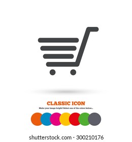 Shopping Cart sign icon. Online buying button. Classic flat icon. Colored circles. Vector