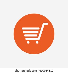 Shopping Cart sign icon. Online buying button. Orange circle button with icon. Vector