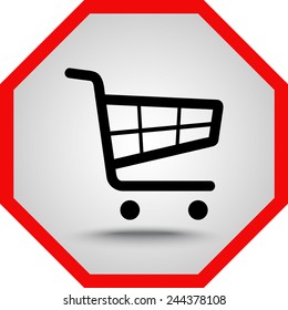 Shopping cart sign icon, vector illustration. Flat design style