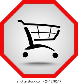 Shopping cart sign icon, vector illustration. Flat design style