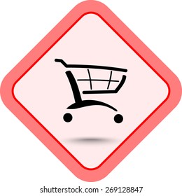 Shopping cart sign icon, vector illustration. Flat design style