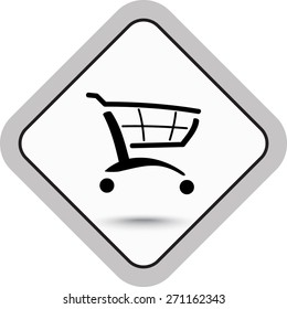 Shopping cart sign icon, vector illustration. Flat design style