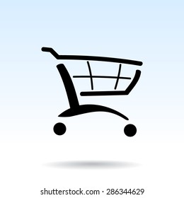 Shopping cart sign icon, vector illustration. Flat design style