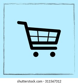 Shopping cart sign icon, vector illustration. Flat design style