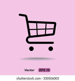 Shopping cart sign icon, vector illustration. Flat design style