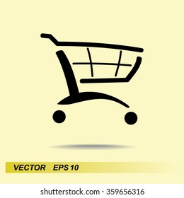 Shopping cart sign icon, vector illustration. Flat design style