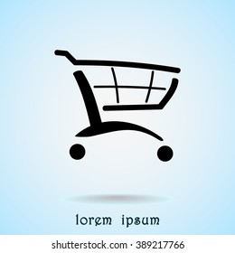 Shopping cart sign icon, vector illustration. Flat design style