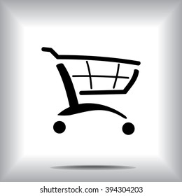 Shopping cart sign icon, vector illustration. Flat design style