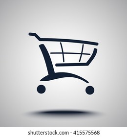 Shopping cart sign icon, vector illustration. Flat design style