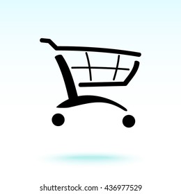 Shopping cart sign icon, vector illustration. Flat design style