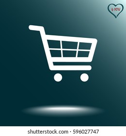 Shopping cart sign icon, vector illustration. Flat design style