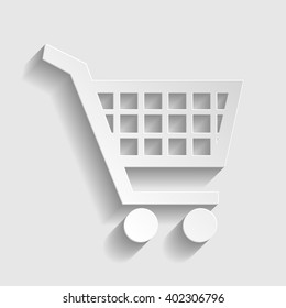 Shopping cart sign. Paper style icon