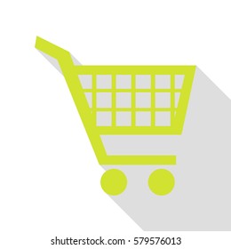 Shopping cart sign. Pear icon with flat style shadow path.