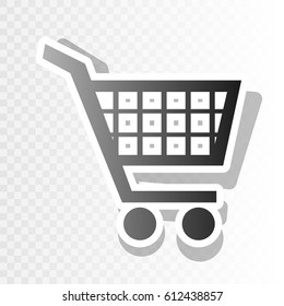 Shopping cart sign. Vector. Blackish icon on transparent background with transition.
